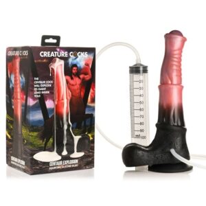XR Brands - Centaur Explosion Squirting Silicone Dildo Black & Red