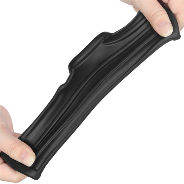 Lovetoy - Vibrating Ridge Knights Cock Ring with Scrotum Sleeve Black - Image 3