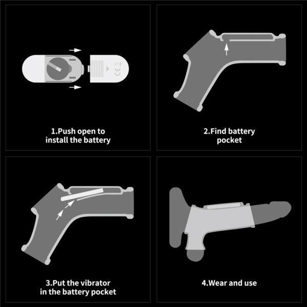 Lovetoy - Vibrating Wave Knights Cock Ring with Scrotum Sleeve Black - Image 12