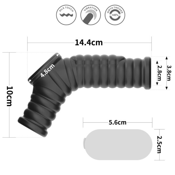 Lovetoy - Vibrating Wave Knights Cock Ring with Scrotum Sleeve Black - Image 4