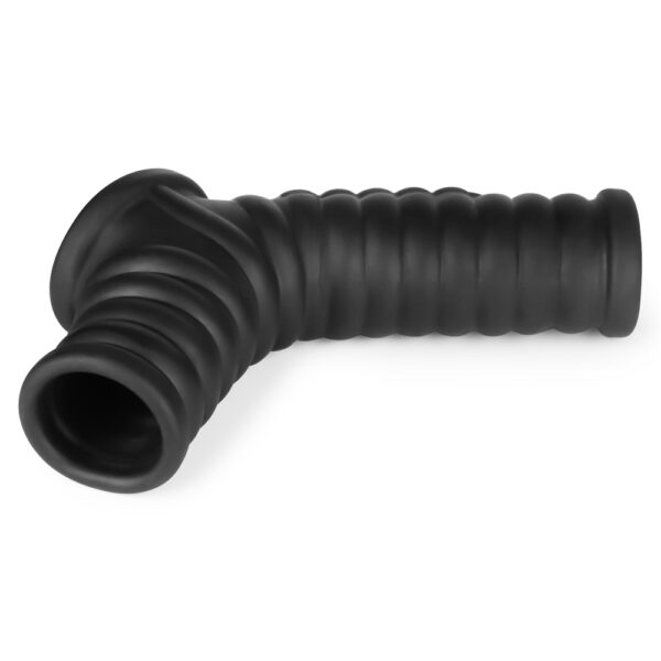 Lovetoy - Vibrating Wave Knights Cock Ring with Scrotum Sleeve Black - Image 11