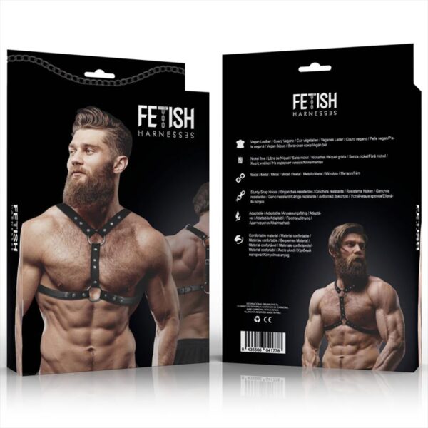 Fetish Submissive - Mens Eco Leather Chest Harness With Studs - Image 4