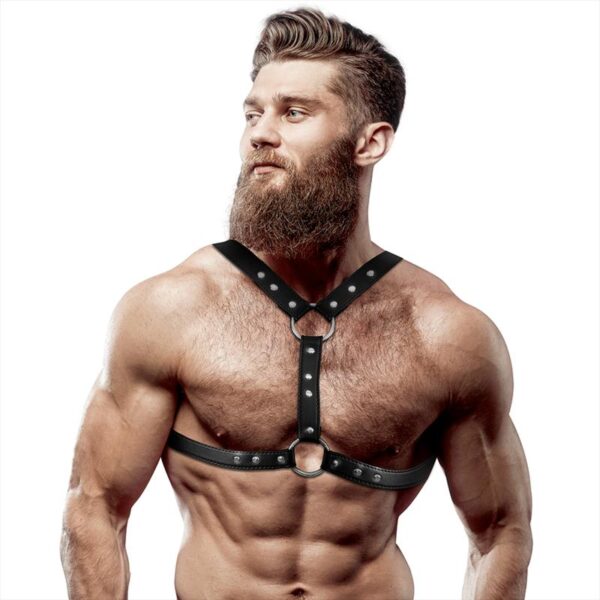 Fetish Submissive - Mens Eco Leather Chest Harness With Studs