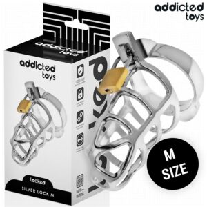 Addicted Toys - Silver Lock Metal Penis Cage M