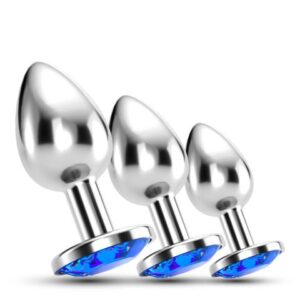 Bijou – Anal Train Trio 3 Jewel Butt Plugs Blue