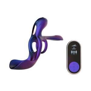 Hueman - Zenith Cock Ring With Glans & Perineum Stimulator Purple