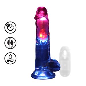 RealRock - Realistic LED 8 Inch Remote Dildo With Balls