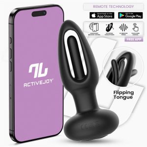 IntoYou - Zack Vibrating Butt Plug & Flipping Tongue Black With App Black