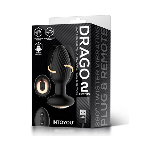 IntoYou - Drago Remote Vibrating Butt Plug 360° Twister Black - Image 7
