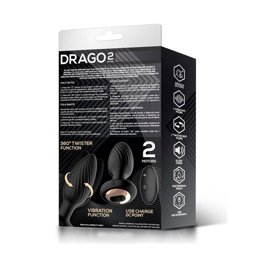 IntoYou - Drago Remote Vibrating Butt Plug 360° Twister Black - Image 6