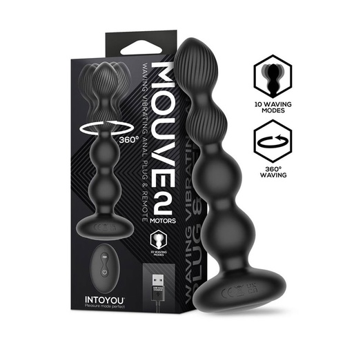 IntoYou - Mouve Dual Motor Remote Waving & Vibration Butt Plug Black