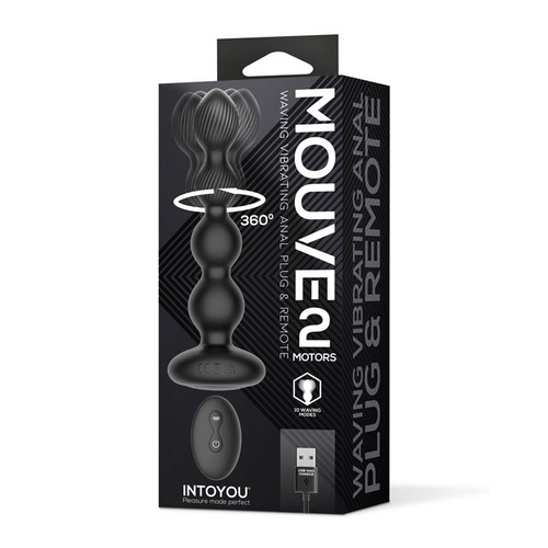 IntoYou - Mouve Dual Motor Remote Waving & Vibration Butt Plug Black - Image 6