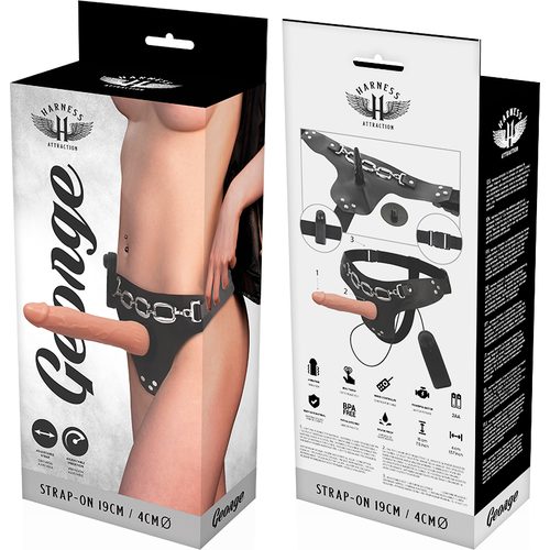 Harness Attraction - George 7.4 Inch Deluxe Flesh Vibrating Strap On - Image 6