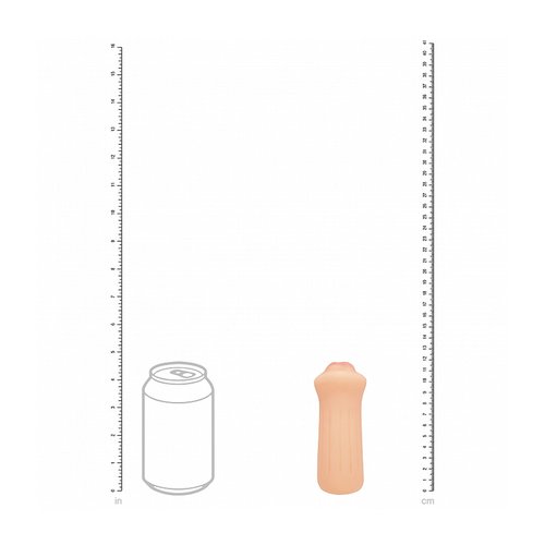 Flesh-coloured XKIN Raw The Grip Blowjob Masturbator shown upright against a white background, displaying the compact TPE sleeve with realistic mouth opening.
