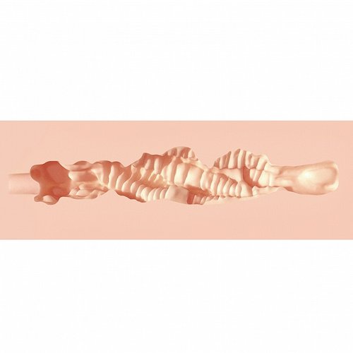Flesh-coloured XKIN Raw The Grip Blowjob Masturbator shown upright against a white background, displaying the compact TPE sleeve with realistic mouth opening.