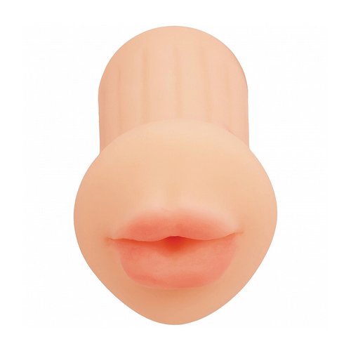 Flesh-coloured XKIN Raw The Grip Blowjob Masturbator shown upright against a white background, displaying the compact TPE sleeve with realistic mouth opening.
