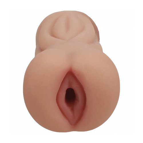 Tan XKIN Career Girls Naughty Nurse Trixie Masturbator shown upright against a white background, displaying the compact TPE sleeve with realistic vaginal opening.
